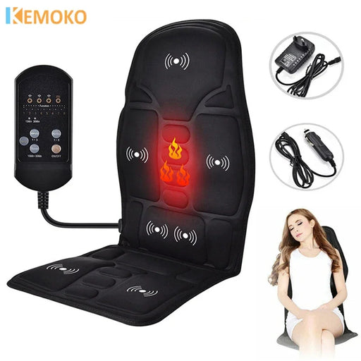 Full-Body Heated Massage Cushion with 7 Powerful Vibration Motors – Back, Neck & Waist Therapy for Car, Home & Office