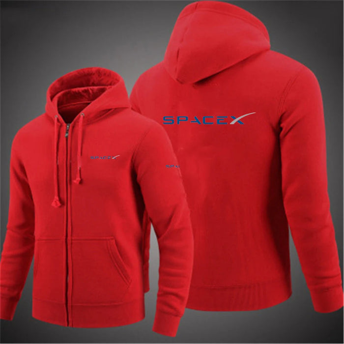 SpaceX Men’s Full-Zip Hoodie | Premium Fleece Tech Jacket with Hood