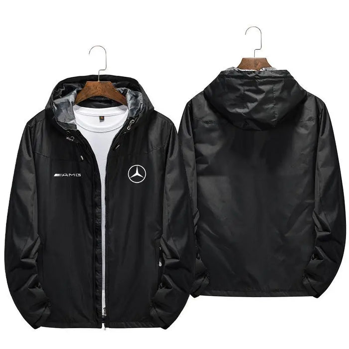 Mercedes-Benz Luxury Men's Trench Coat Hoodie – Stylish Windbreaker Jacket for Everyday & Outdoor Wear