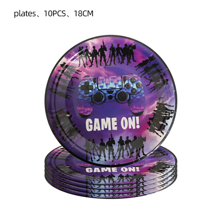 BattleFest™ Fortnite Party Set – Llama Theme Plates & Cups for Boys’ Birthday Decorations
