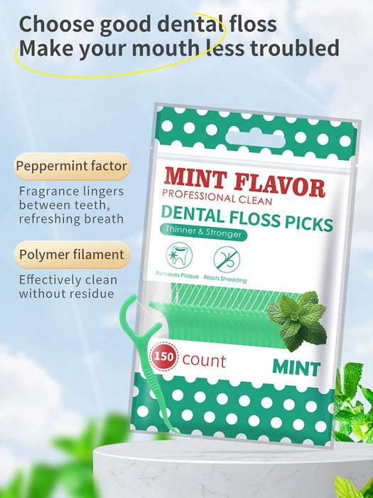 Mint Dental Floss Sticks – Portable Disposable Oral Care for Deep Interdental Cleaning