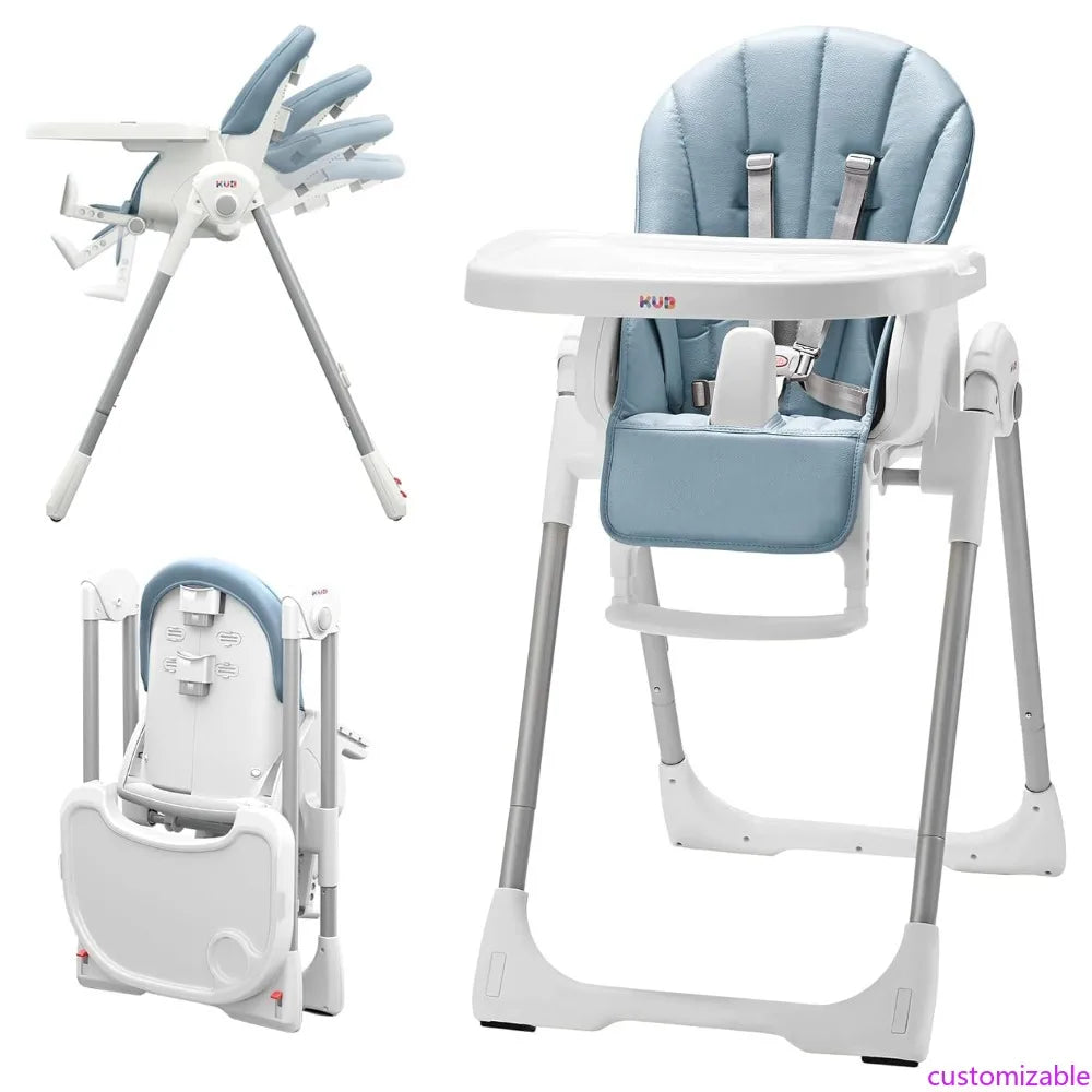 KÜB™ 3-in-1 Foldable Baby High Chair – Convertible Feeding, Booster & Toddler Seat with Removable Tray (Blue)