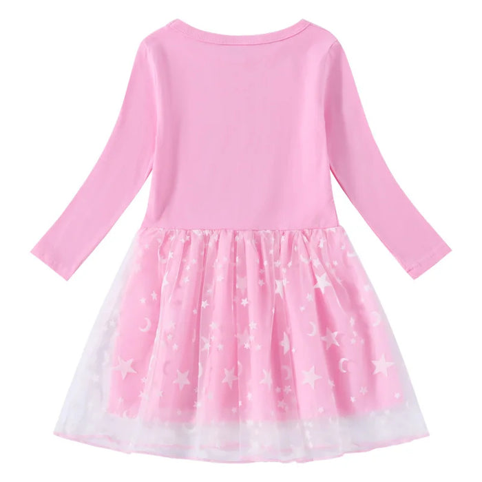 Roblox Princess Dress for Girls – Long Sleeve Cotton Mesh Star & Moon Outfit for Birthdays & Dress-Up