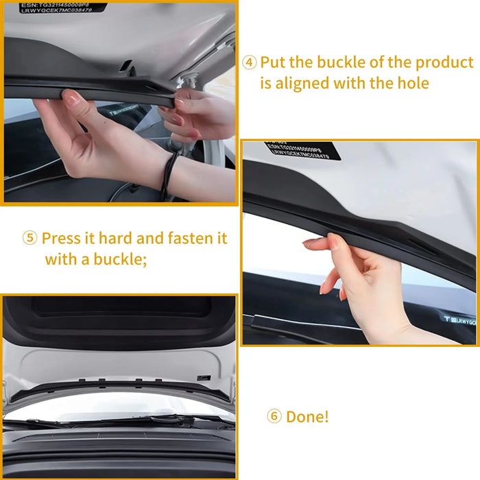 HydroSeal™ Front Hood Dust-Proof Seal Strip – Waterproof Air-Inlet & Chassis Guard for Tesla Model 3 & Model Y (2024)