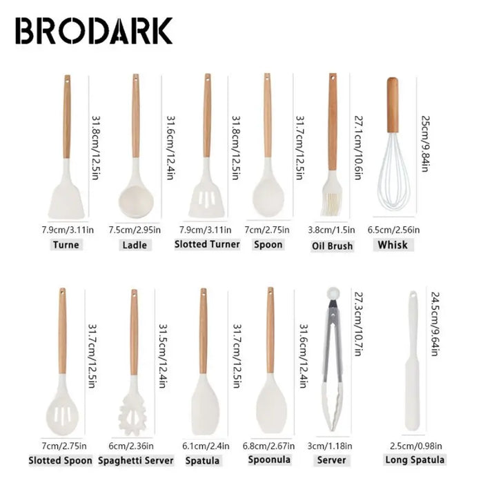 ChefCraft™ 44-Piece Premium Silicone Kitchen Utensil Set – Heat-Resistant Tools with Wooden Handles