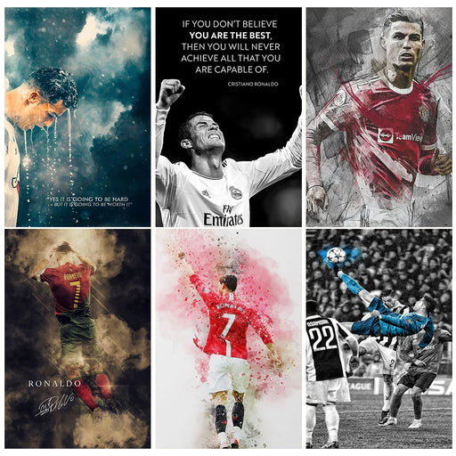 CR7 Poster Prints Soccer Motivational Quotes Canvas Painting Club Bar Paper Vintage Wall Art Decor No Frame