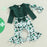 Baby Girl St. Patrick’s Day Outfit – 0–18M Clover Print Flare Pants & Long Sleeve Romper Set