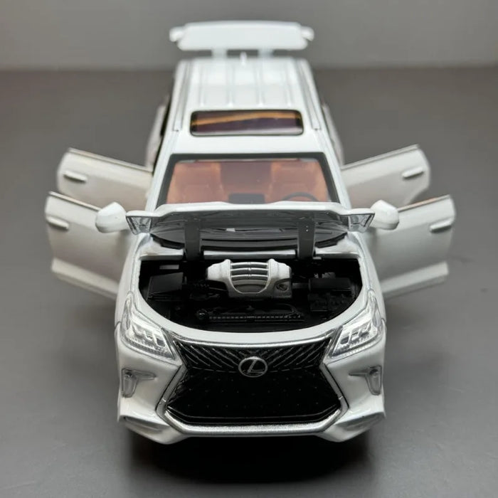 Diecast 1/32 LEXUS LX570 Off Road Vehicles Model Sound Light Pullback Collective Car Model Kid Boy Car Toys Gift