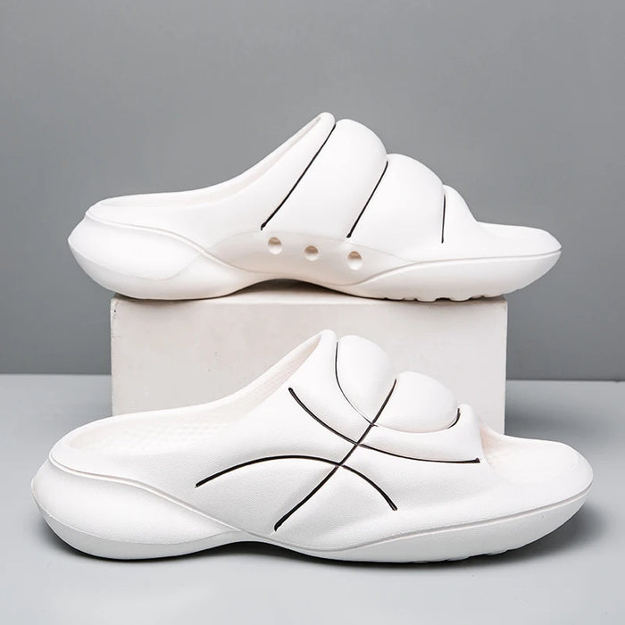 CourtSlide™ Basketball-Style Slides – Thick Soft Sole Non-Slip Outdoor & Beach Sandals for Men & Women