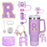 8-Piece Accessories Set for Stanley 30oz & 40oz Tumblers – Silicone Straw Covers, Protective Boot, Handle Charm & Initial Stickers