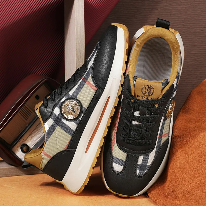 Retro Burberry-Inspired Luxury Sneakers – Classic Plaid Lace-Up Designer Shoes for Men & Women