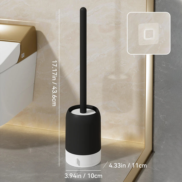 CleanMount™ Punch-Free Toilet Brush – Wall-Mounted with Drainable Base & Long Handle
