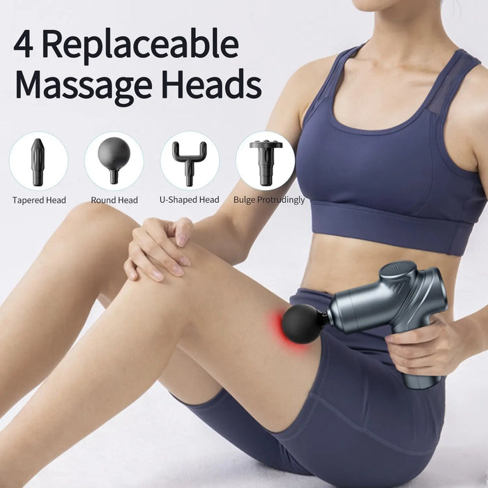 Mini Deep Tissue Massage Gun – Quiet Brushless Motor with 4 Interchangeable Heads | Portable Muscle Massage & Relaxation Device