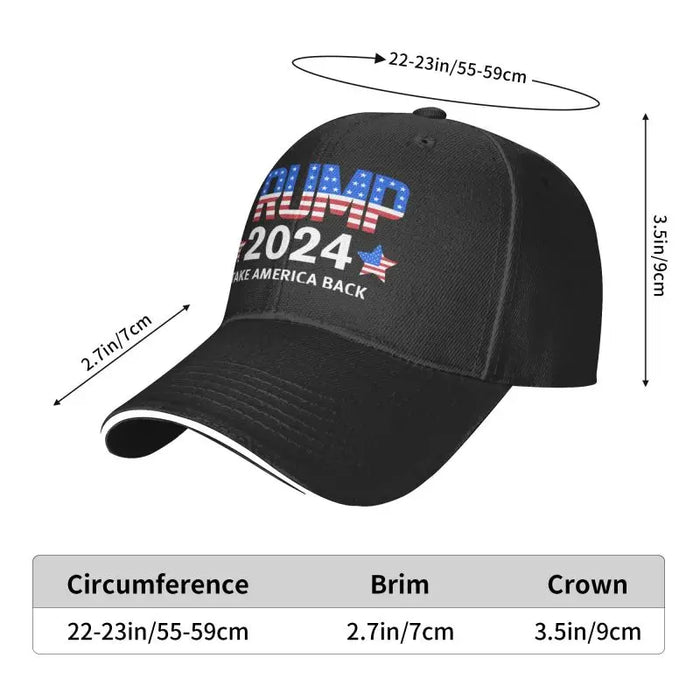 Trump 2024 Baseball Cap US America Back Dad Hats