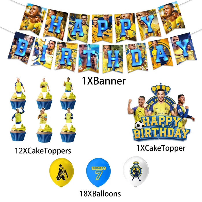 CR7 Cristiano Football Birthday Party Decoration Balloon Banner Backdrop Cake Topper Party Supplies