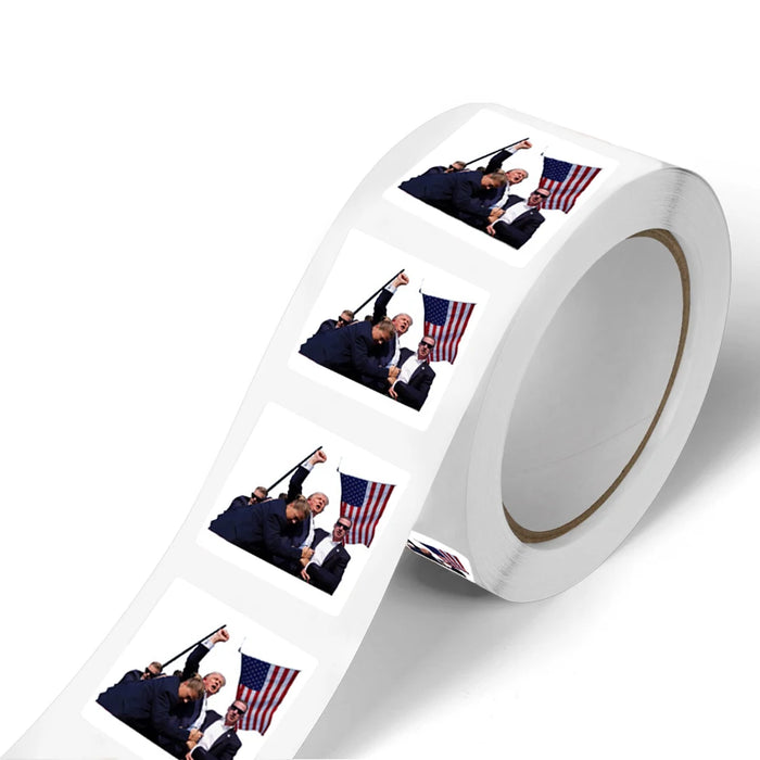 500Pcs/Roll Donald Trump 2024 Keep Fighting Stickers 2.0cm/0.78in Diy Gift Seal Labels Self Adhesive Stickers