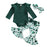 Baby Girl St. Patrick’s Day Outfit – 0–18M Clover Print Flare Pants & Long Sleeve Romper Set