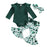 Baby Girl St. Patrick’s Day Outfit – 0–18M Clover Print Flare Pants & Long Sleeve Romper Set