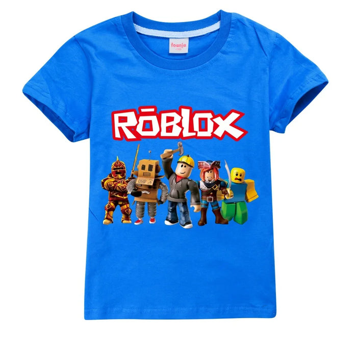 BlockPlay™ Roblox Kids Summer Tee – Soft Cotton Cartoon T-Shirt for Boys & Girls