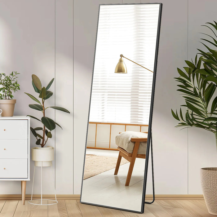 ReflectPro™ Full Body Mirror – 59"x16" Standing & Wall-Mounted, Aluminum Alloy Frame for Bathroom & Bedroom