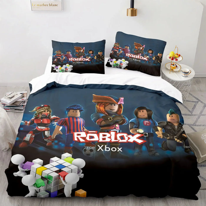 Roblox™ Kids Bedding Set – Colorful Game-Inspired Quilt Cover & Sheet for Dorm or Bedroom