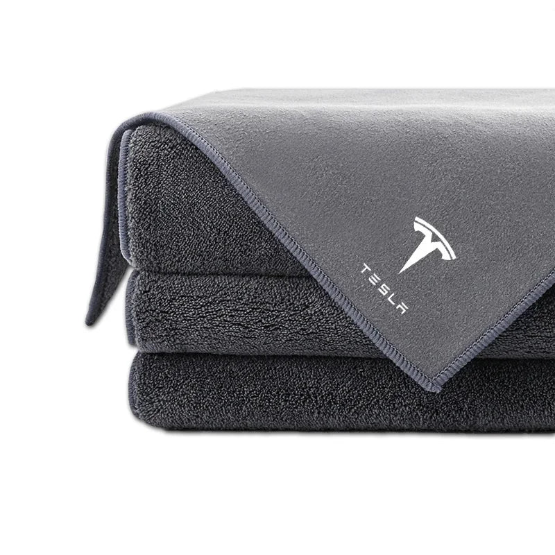 AutoShine™ Premium Microfiber Detailing Towel – Ultra-Absorbent Emblem & Surface Cleaning Rag for Tesla Model 3/S/X/Y/Roadster