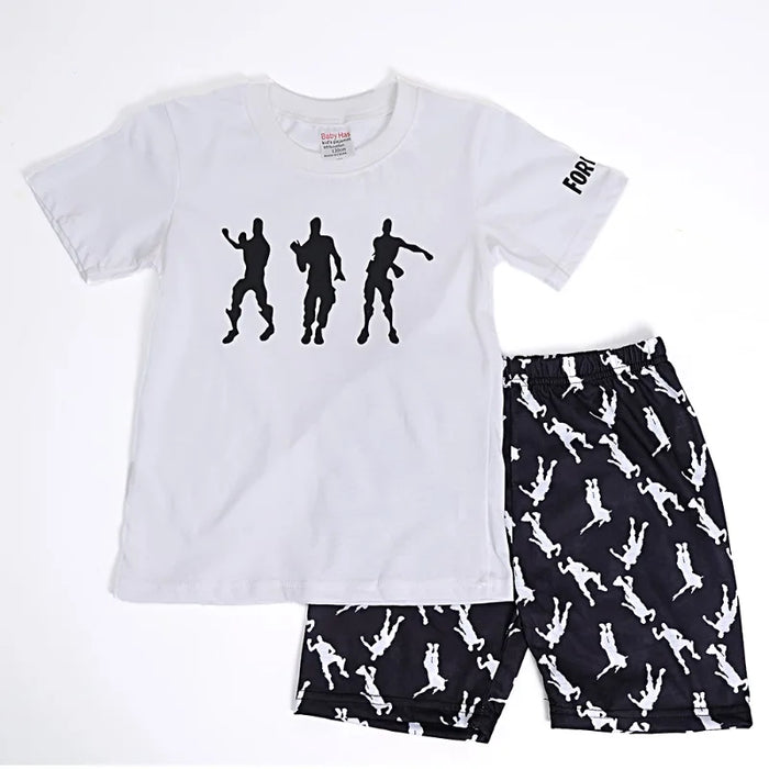 Fortnite Gamer Kids’ Summer Set – Cartoon Anime T-Shirt & Shorts Sportswear for Boys & Girls