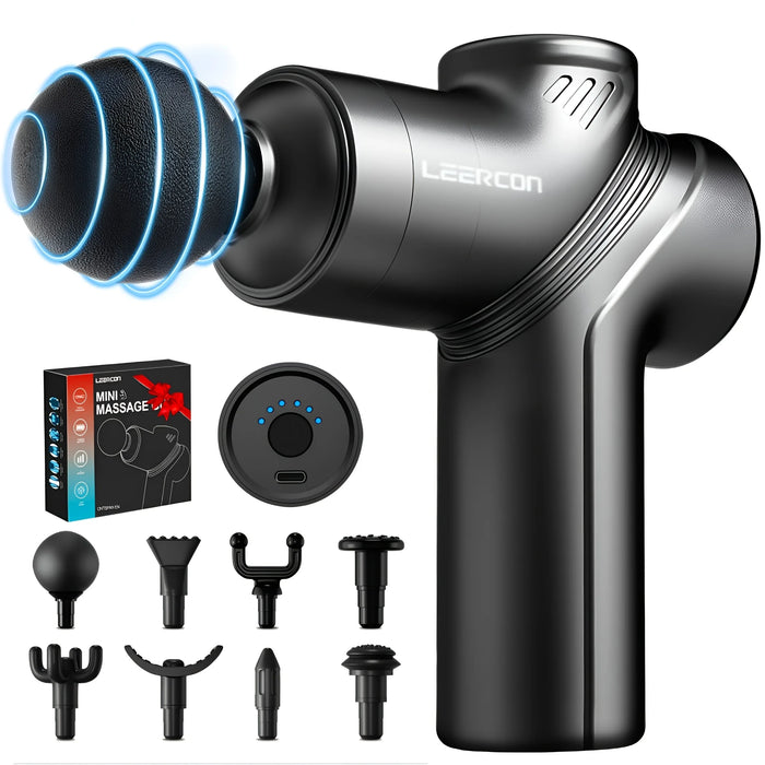 Mini Deep Tissue Massage Gun – Quiet Brushless Motor with 4 Interchangeable Heads | Portable Muscle Massage & Relaxation Device