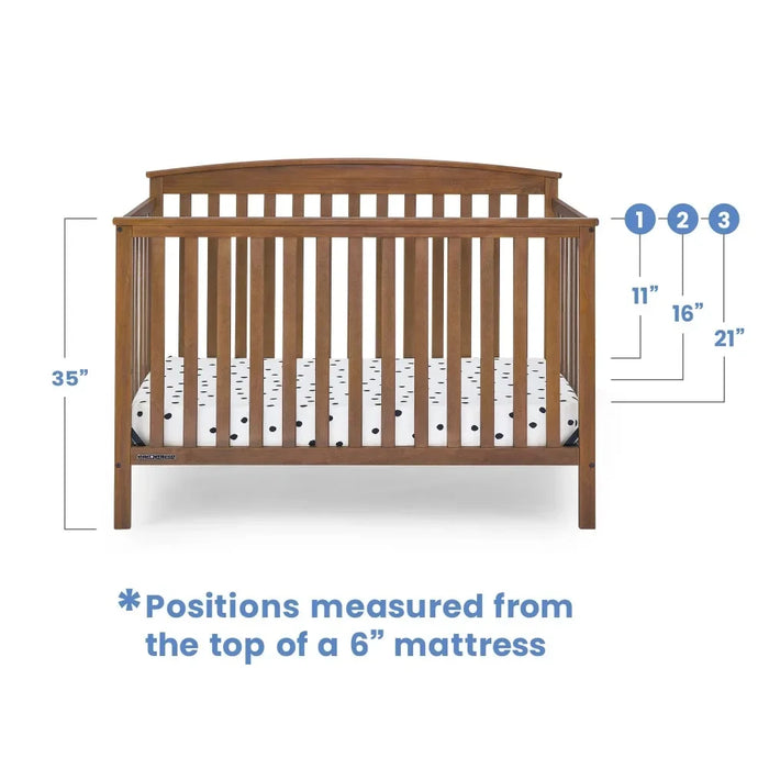 6-in-1 Convertible Baby Crib, Chestnut Suitable for children and infants