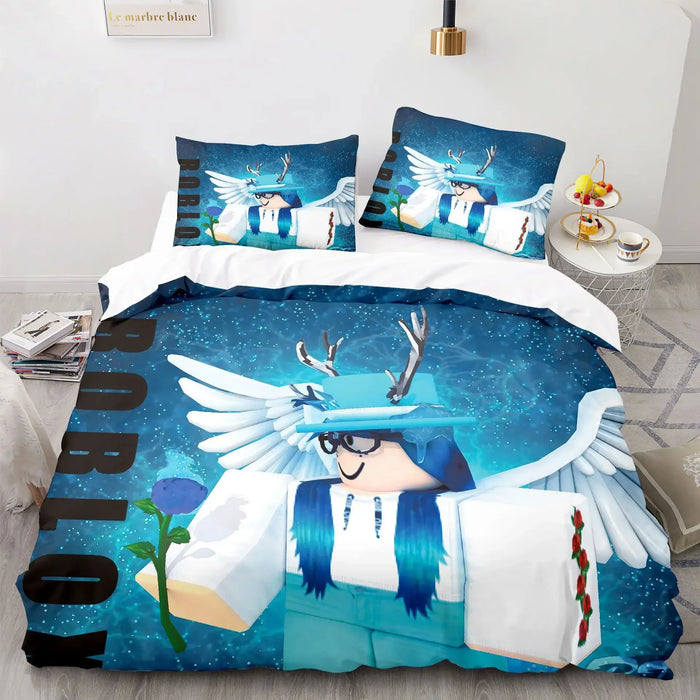 Roblox™ Kids Bedding Set – Colorful Game-Inspired Quilt Cover & Sheet for Dorm or Bedroom