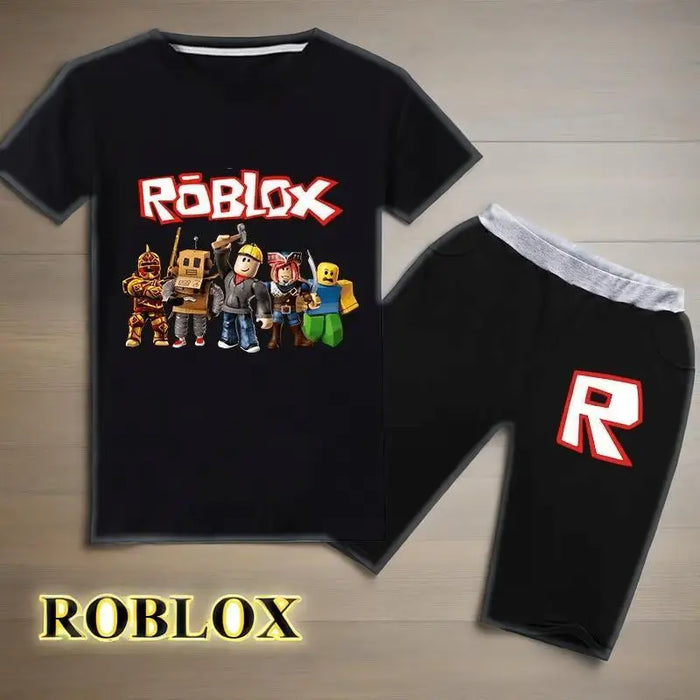 Roblox™ Kids 2-Piece Summer Set – Roblox-Inspired Cartoon T-Shirt & Shorts for Boys & Girls