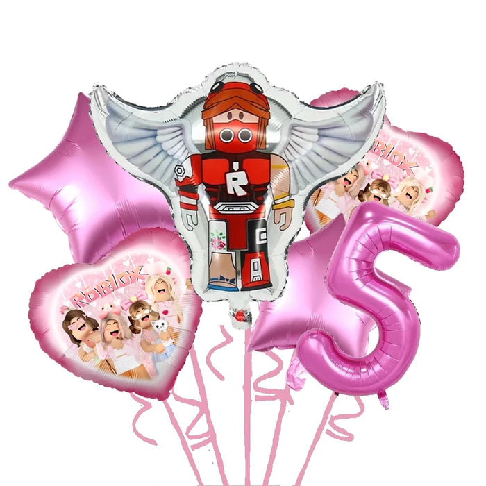 Roblox Birthday Children Decoration Pink Girl Balloons Tableware bag Paper Plate Cup Straw Party Supplies Game Baby Shower