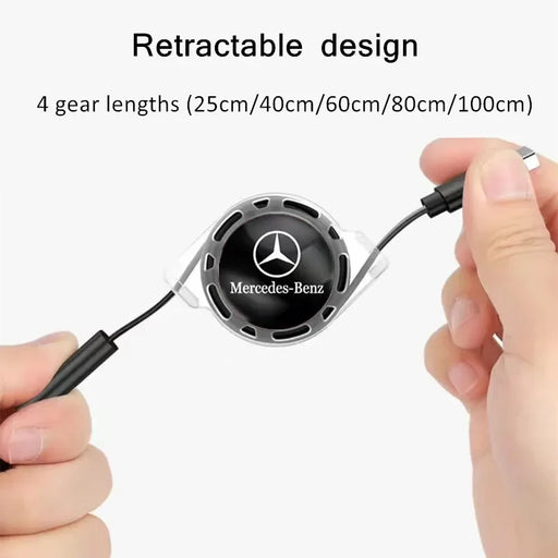 3-in-1 Fast Charging Cable for Mercedes-Benz – Multi USB Type-C, Micro & iPhone Charger Cable, Durable Nylon Braided Cord (AMG A/B/C/E/S/GLA/GLC Class Compatible)