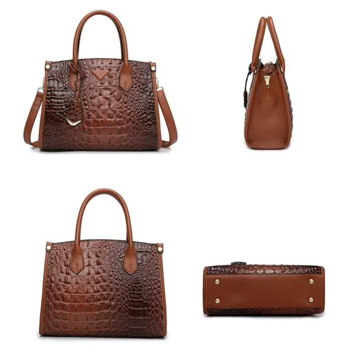 Luxury Croc-Embossed Leather Designer Vintage Purse
