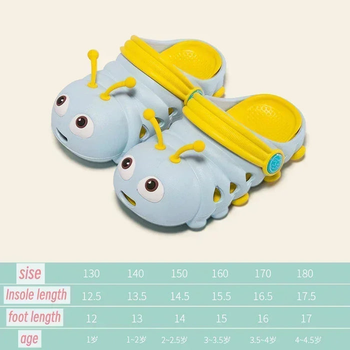 Children’s Shark & Caterpillar Hole Sandals – Summer Non-Slip Soft Sole Slippers for Boys & Girls, Indoor/Outdoor Wear