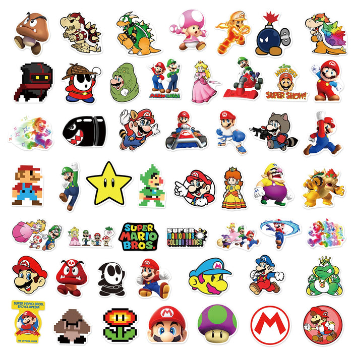 100Pcs Super Mario Bros Waterproof Anime Stickers