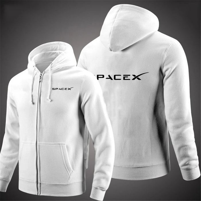 SpaceX Men’s Full-Zip Hoodie | Premium Fleece Tech Jacket with Hood
