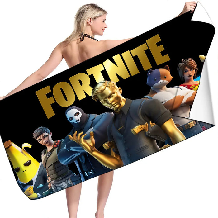 Fortnite Kids Wearable Bath Towel – Soft Microfiber Hooded Cartoon Bathrobe for Boys & Girls, Quick-Dry Beach & Bath Wrap