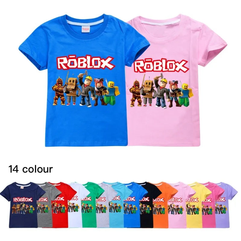 BlockPlay™ Roblox Kids Summer Tee – Soft Cotton Cartoon T-Shirt for Boys & Girls