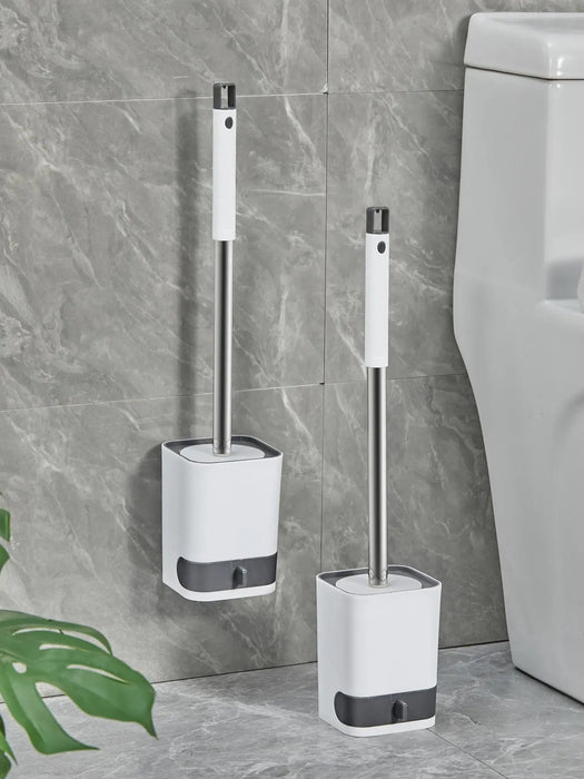 CleanMount™ Punch-Free Toilet Brush – Wall-Mounted with Drainable Base & Long Handle