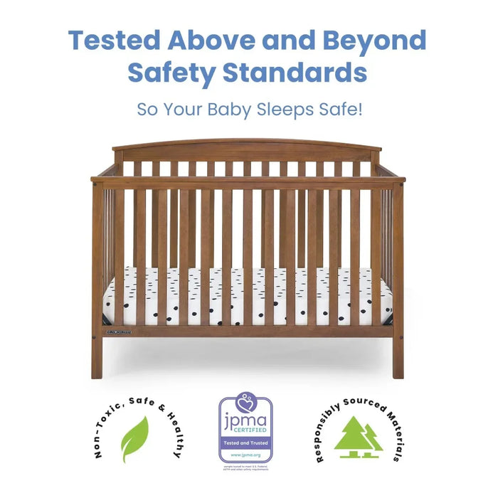 6-in-1 Convertible Baby Crib, Chestnut Suitable for children and infants