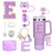 8-Piece Accessories Set for Stanley 30oz & 40oz Tumblers – Silicone Straw Covers, Protective Boot, Handle Charm & Initial Stickers