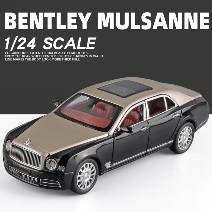 Diecast 1:24 Scale Bentley Mulsanne Alloy Model Car Collection Vehicle Simulation Sound & Light Metal Toy Car Toy For Kids Gift