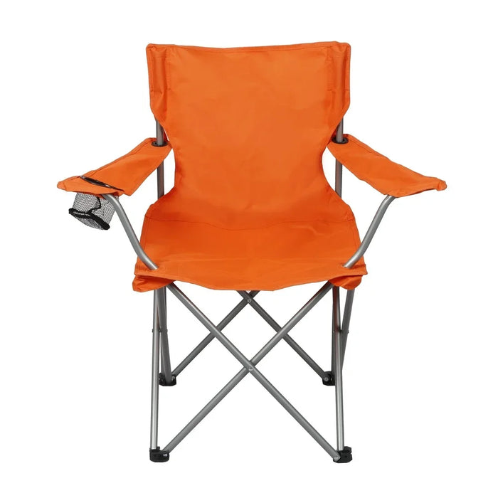 2-Pack Folding Camp Chairs with Cup Holder – Portable Quad Frame Outdoor Chairs for Camping, Tailgating & Sports Events