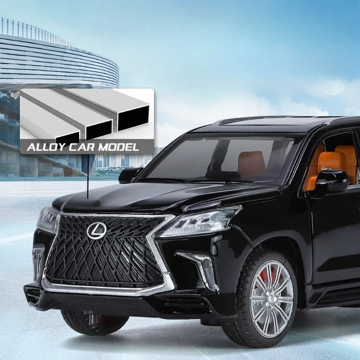 Diecast 1/32 LEXUS LX570 Off Road Vehicles Model Sound Light Pullback Collective Car Model Kid Boy Car Toys Gift