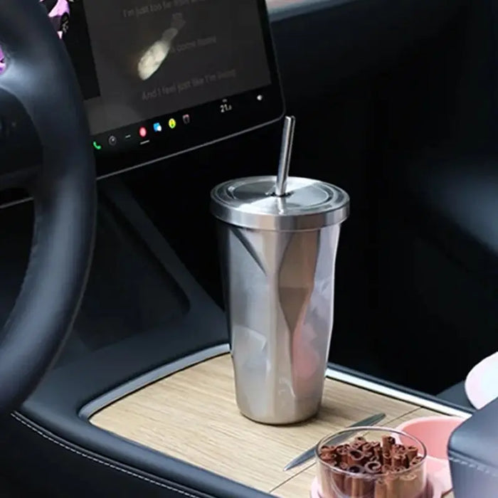 CyberTruck™ Tesla Tumbler – Stainless Steel Travel Mug for Model 3 & Y (Fits Cup Holder, Spill-Proof)