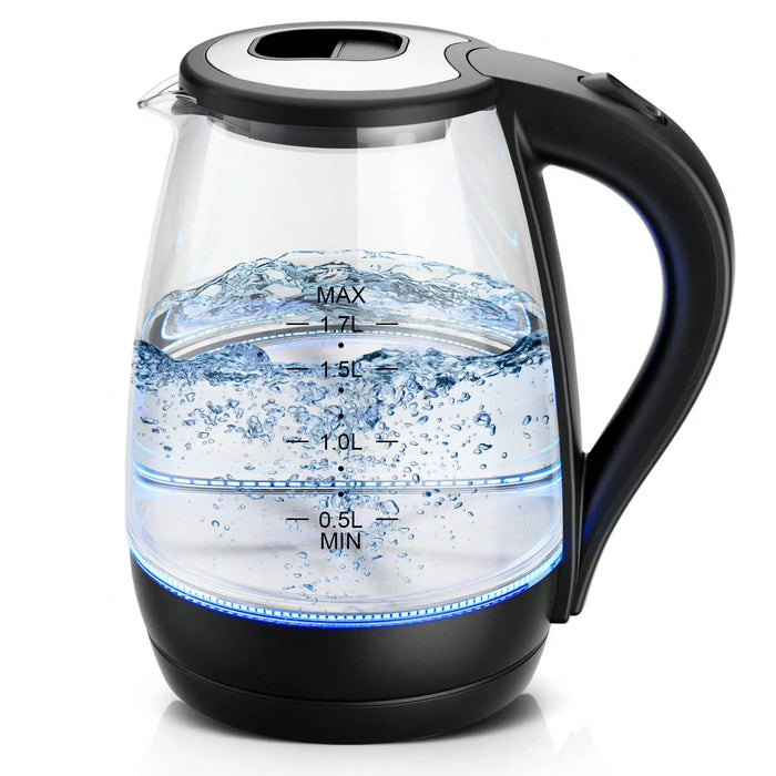 1.7L Glass Electric Kettle – Fast Boil Water Heater with LED Light, Auto Shut-Off & Boil-Dry Protection