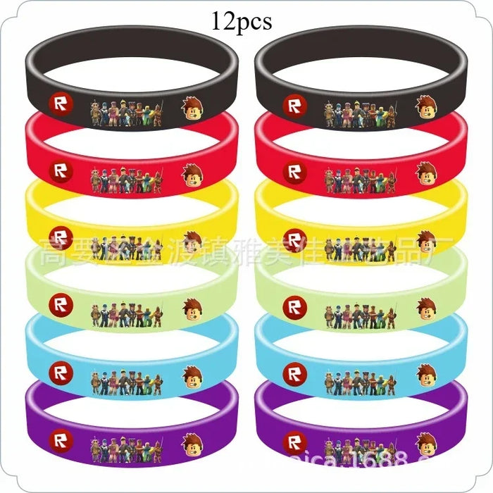 Roblox Game Anime Figure Wristband & Keychain Set – Student Jewelry Accessory