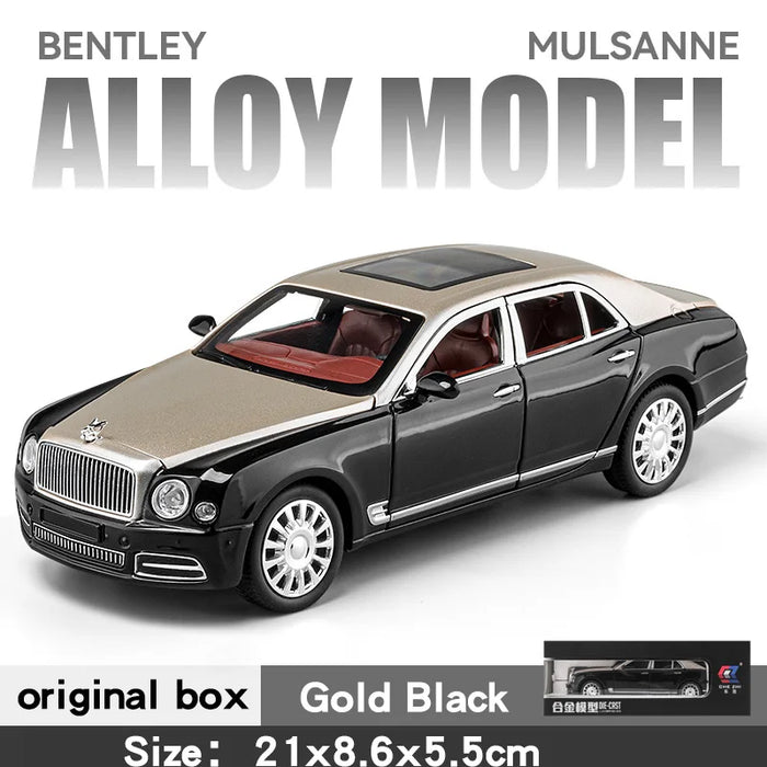 Diecast 1:24 Scale Bentley Mulsanne Alloy Model Car Collection Vehicle Simulation Sound & Light Metal Toy Car Toy For Kids Gift