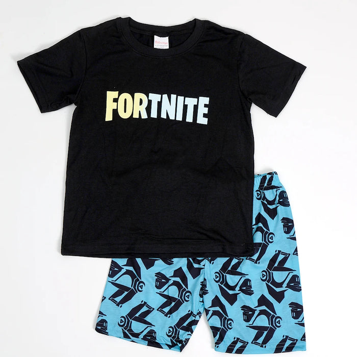 Fortnite Gamer Kids’ Summer Set – Cartoon Anime T-Shirt & Shorts Sportswear for Boys & Girls